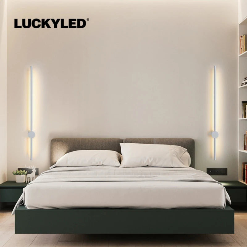 LUCKYLED Modern Led Wall Light AC85-290V Long Wall Lamp Sconce 100cm 120cm Interior Wall Light Bedside Bedroom Light Black White