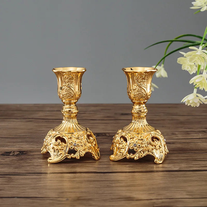 2Pcs Candle Holder Candlesticks For Candles Gold Silver Drop Shipping Europe Metal Candle Stand Wedding Table Home Decoration