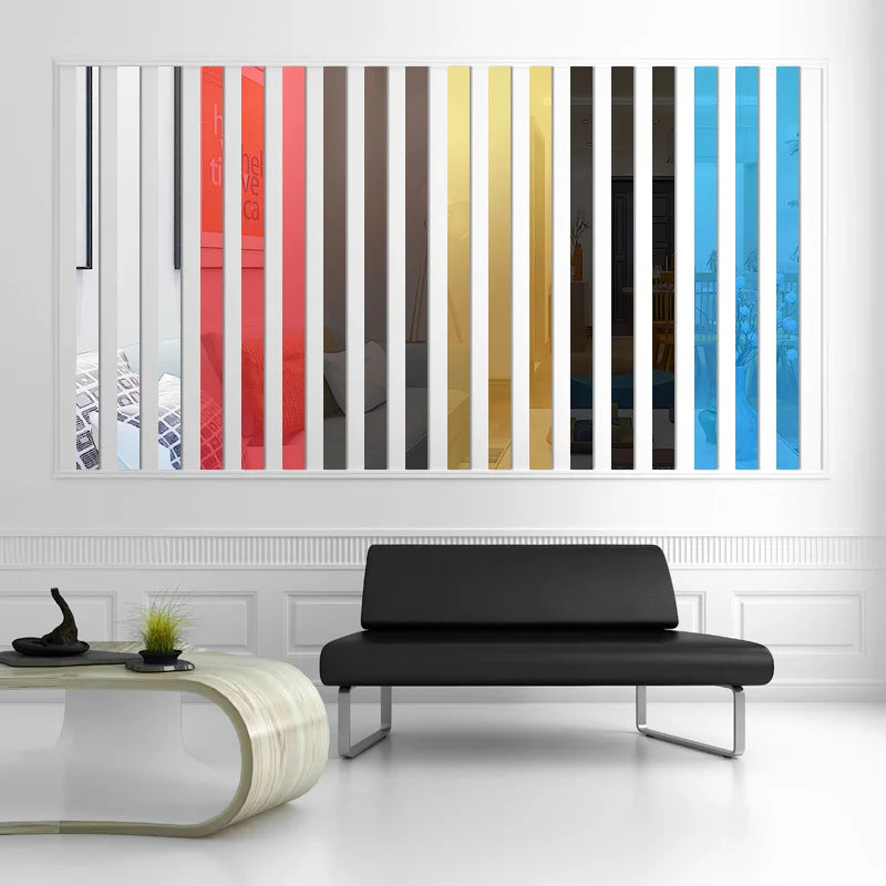 20pcs Simple Lines Acrylic 3D Wall Stickers DIY Background Mirror Strips Ceiling Waist Line Living Dining Room Art Home Decor
