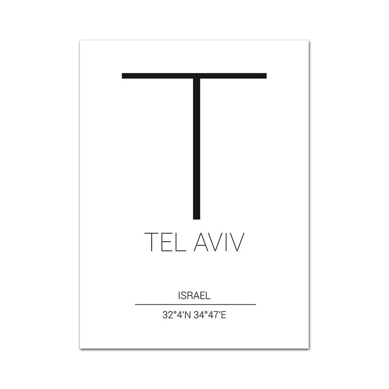 Tel Aviv Map Print Israel City Street Road Map Poster Black White Minimalist Wall Pictures Nordic Style Canvas Painting Decor