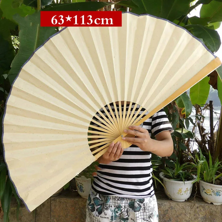 Large Blank Golden Foils Xuan Paper Fan Retro Wall Mount Painting Calligraphy DIY Paper Fan Oversize Home Decorative Folding Fan