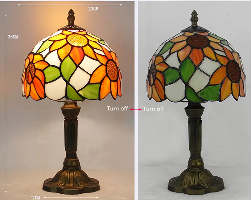 Tiffany Stained Glass Table Lamps Retro Mediterranean Bedside Table Lamp Light With Plug in Baroque Bedroom Table Lights