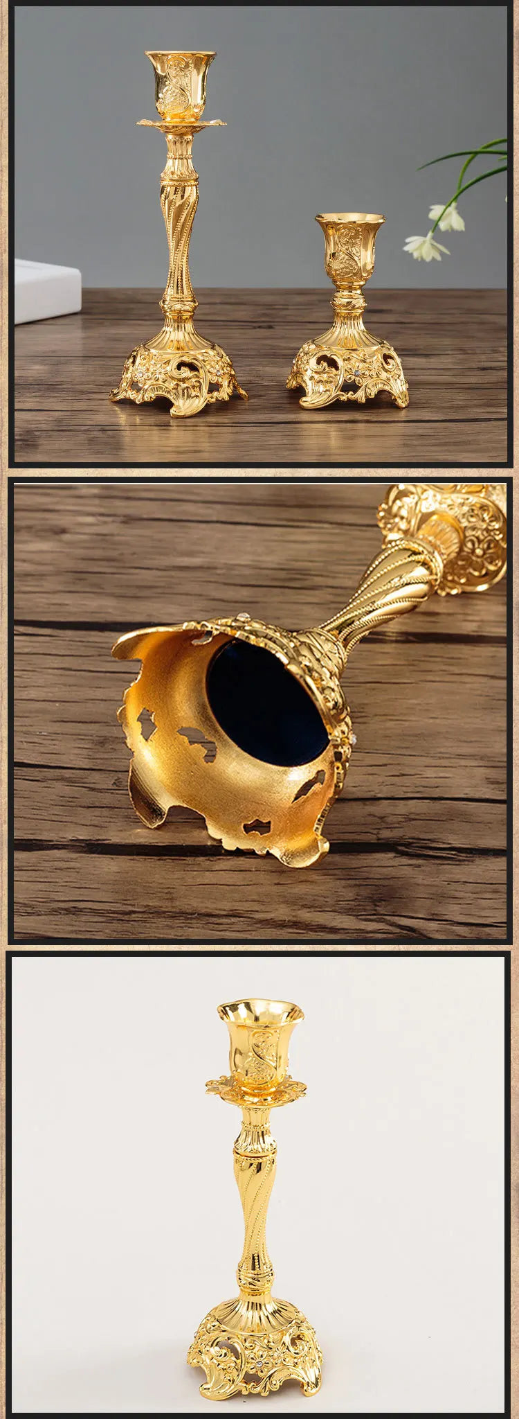 2Pcs Candle Holder Candlesticks For Candles Gold Silver Drop Shipping Europe Metal Candle Stand Wedding Table Home Decoration