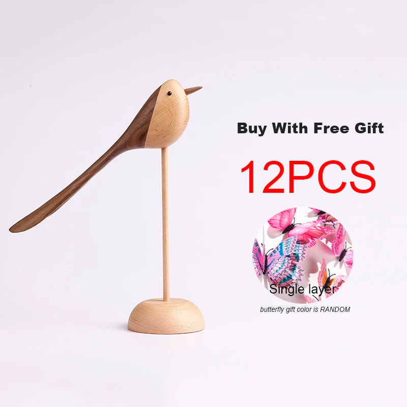 Danish wood ornaments jewelry carving wooden play Home Furnishing Nordic style puppet Home Furnishing features wood bird