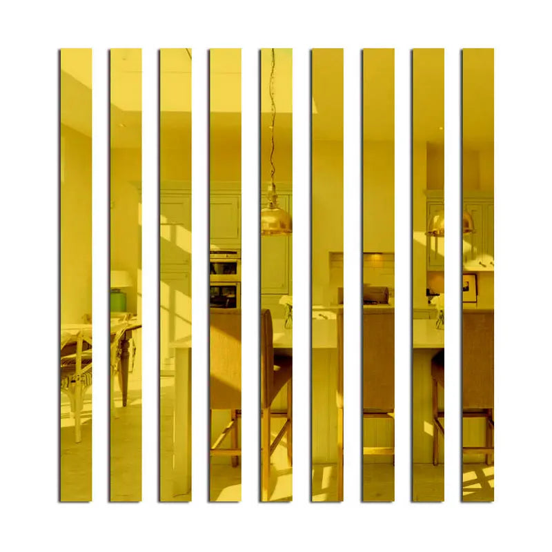 20pcs Simple Lines Acrylic 3D Wall Stickers DIY Background Mirror Strips Ceiling Waist Line Living Dining Room Art Home Decor