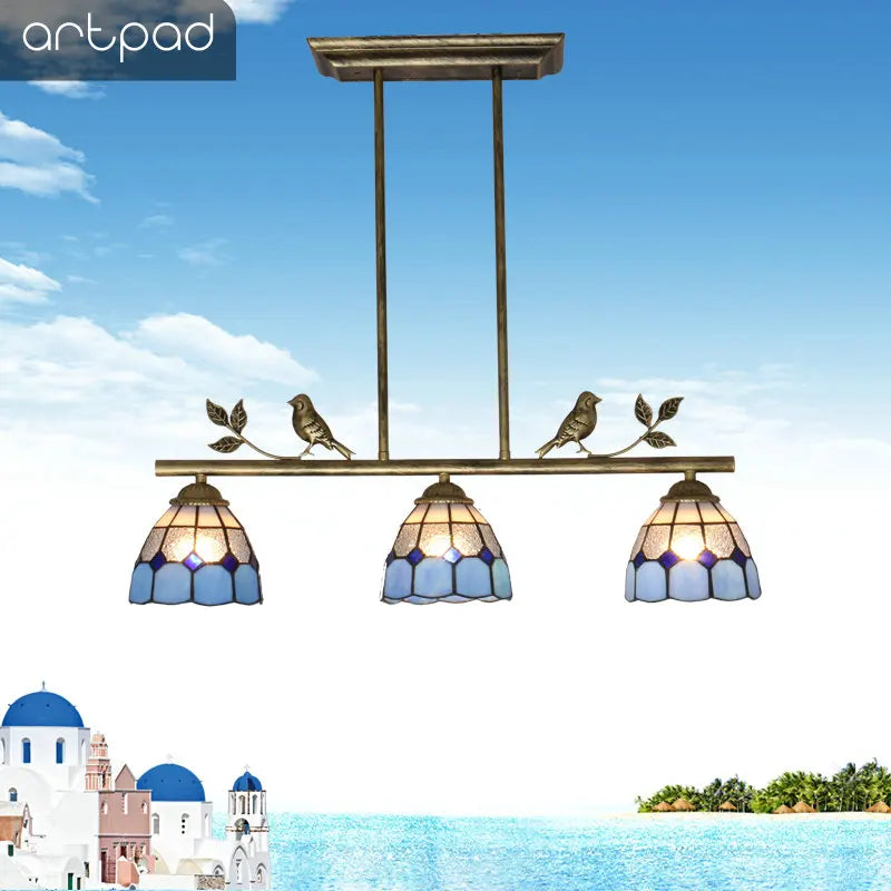 Tiffany Stained Glass Table Lamps Retro Mediterranean Bedside Table Lamp Light With Plug in Baroque Bedroom Table Lights