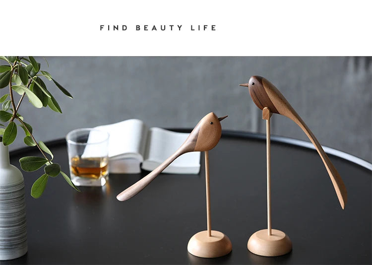 Danish wood ornaments jewelry carving wooden play Home Furnishing Nordic style puppet Home Furnishing features wood bird