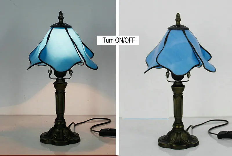 Tiffany Stained Glass Table Lamps Retro Mediterranean Bedside Table Lamp Light With Plug in Baroque Bedroom Table Lights
