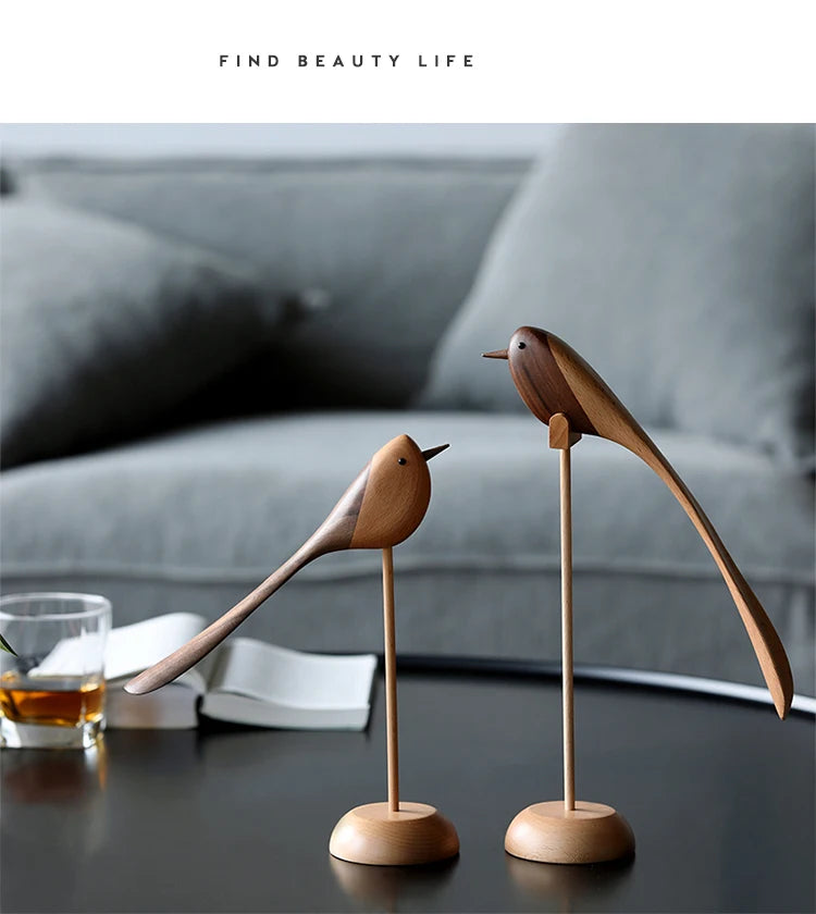 Danish wood ornaments jewelry carving wooden play Home Furnishing Nordic style puppet Home Furnishing features wood bird