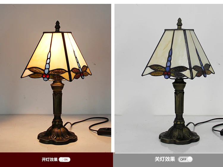 Tiffany Stained Glass Table Lamps Retro Mediterranean Bedside Table Lamp Light With Plug in Baroque Bedroom Table Lights