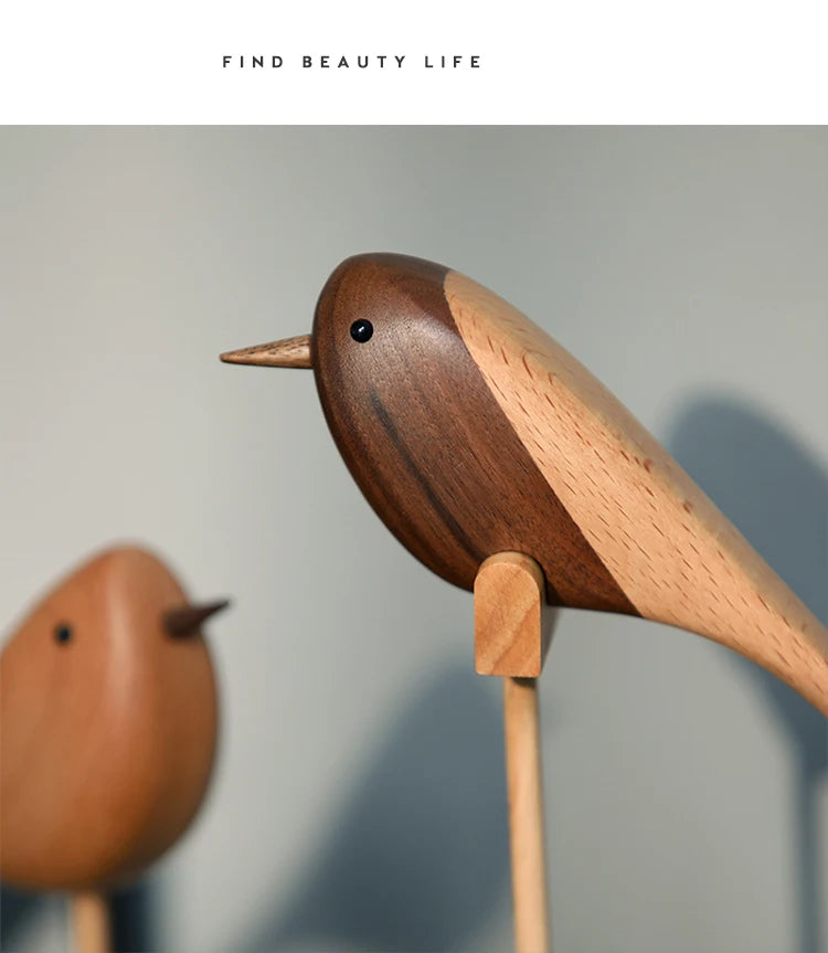 Danish wood ornaments jewelry carving wooden play Home Furnishing Nordic style puppet Home Furnishing features wood bird
