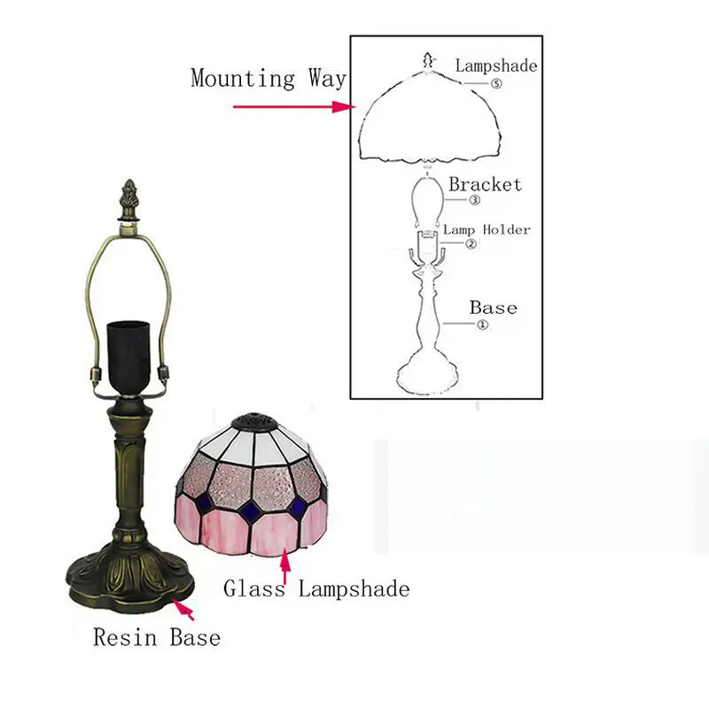 Tiffany Stained Glass Table Lamps Retro Mediterranean Bedside Table Lamp Light With Plug in Baroque Bedroom Table Lights
