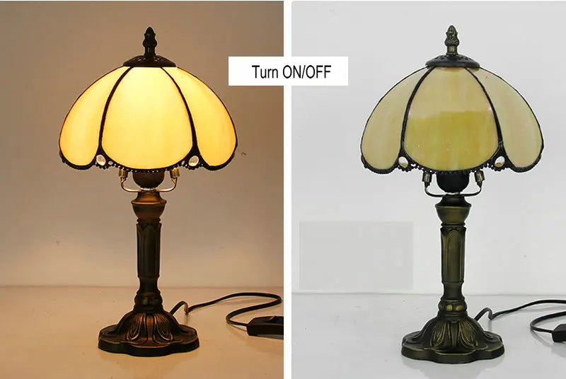 Tiffany Stained Glass Table Lamps Retro Mediterranean Bedside Table Lamp Light With Plug in Baroque Bedroom Table Lights