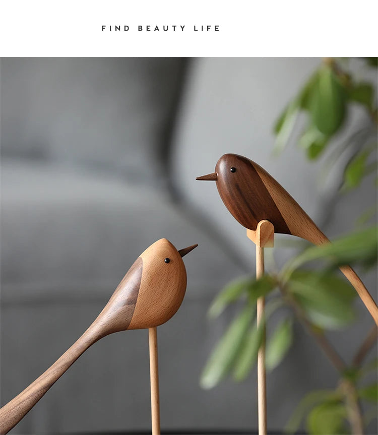 Danish wood ornaments jewelry carving wooden play Home Furnishing Nordic style puppet Home Furnishing features wood bird