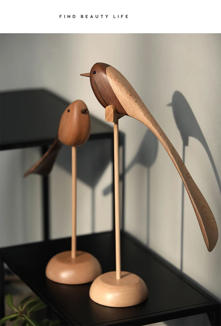 Danish wood ornaments jewelry carving wooden play Home Furnishing Nordic style puppet Home Furnishing features wood bird