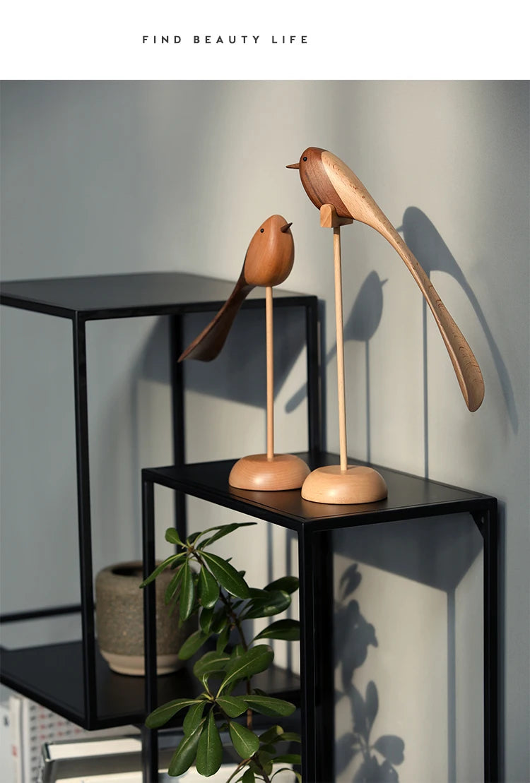 Danish wood ornaments jewelry carving wooden play Home Furnishing Nordic style puppet Home Furnishing features wood bird