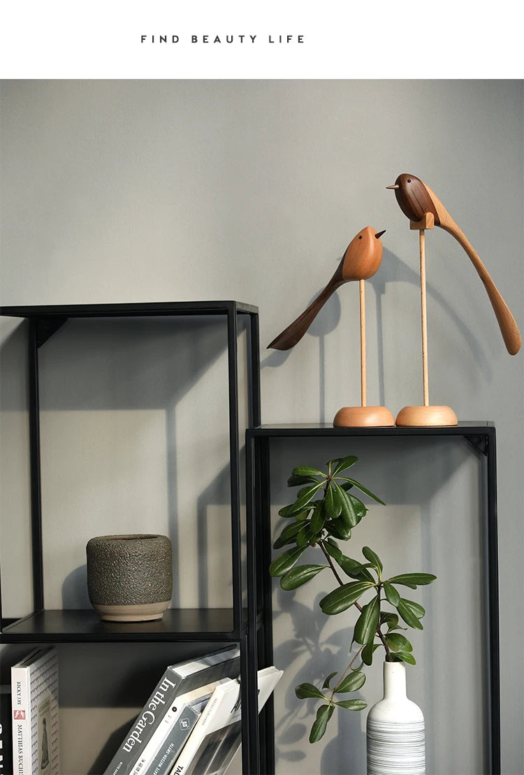 Danish wood ornaments jewelry carving wooden play Home Furnishing Nordic style puppet Home Furnishing features wood bird