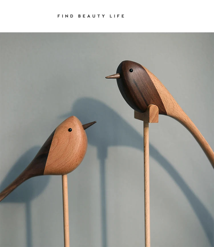 Danish wood ornaments jewelry carving wooden play Home Furnishing Nordic style puppet Home Furnishing features wood bird