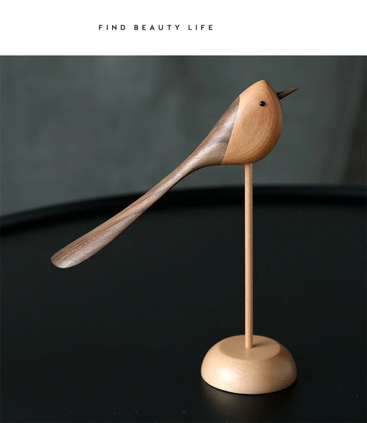 Danish wood ornaments jewelry carving wooden play Home Furnishing Nordic style puppet Home Furnishing features wood bird