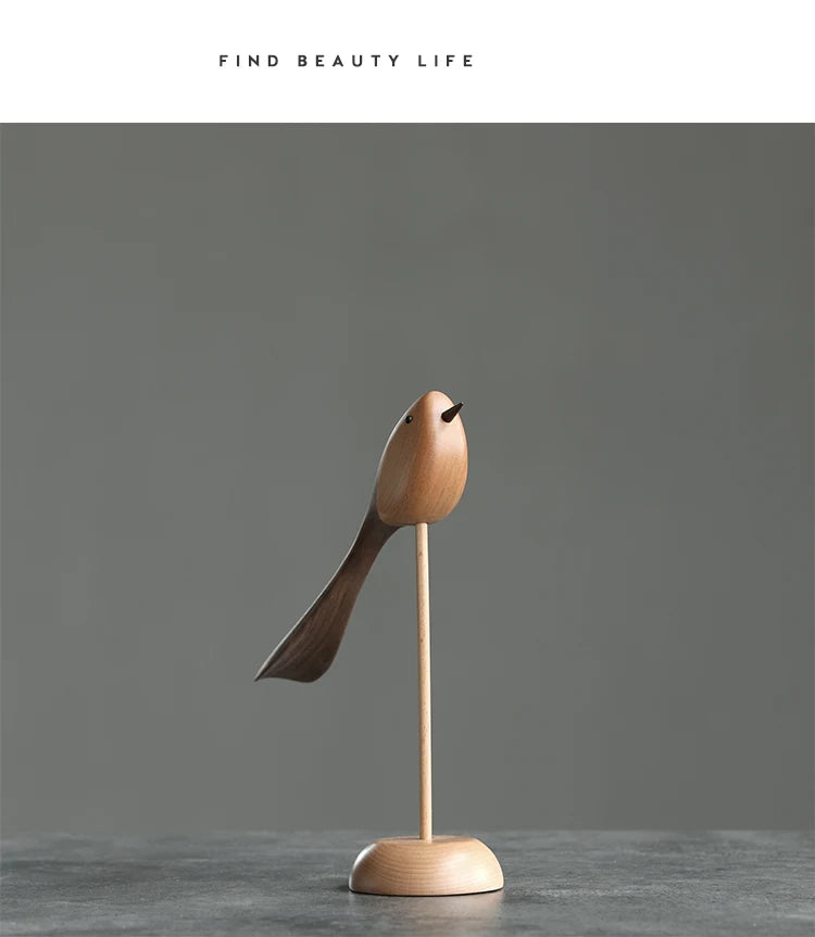 Danish wood ornaments jewelry carving wooden play Home Furnishing Nordic style puppet Home Furnishing features wood bird