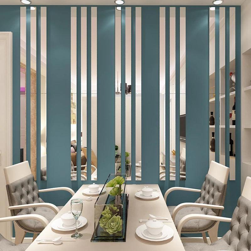 20pcs Simple Lines Acrylic 3D Wall Stickers DIY Background Mirror Strips Ceiling Waist Line Living Dining Room Art Home Decor