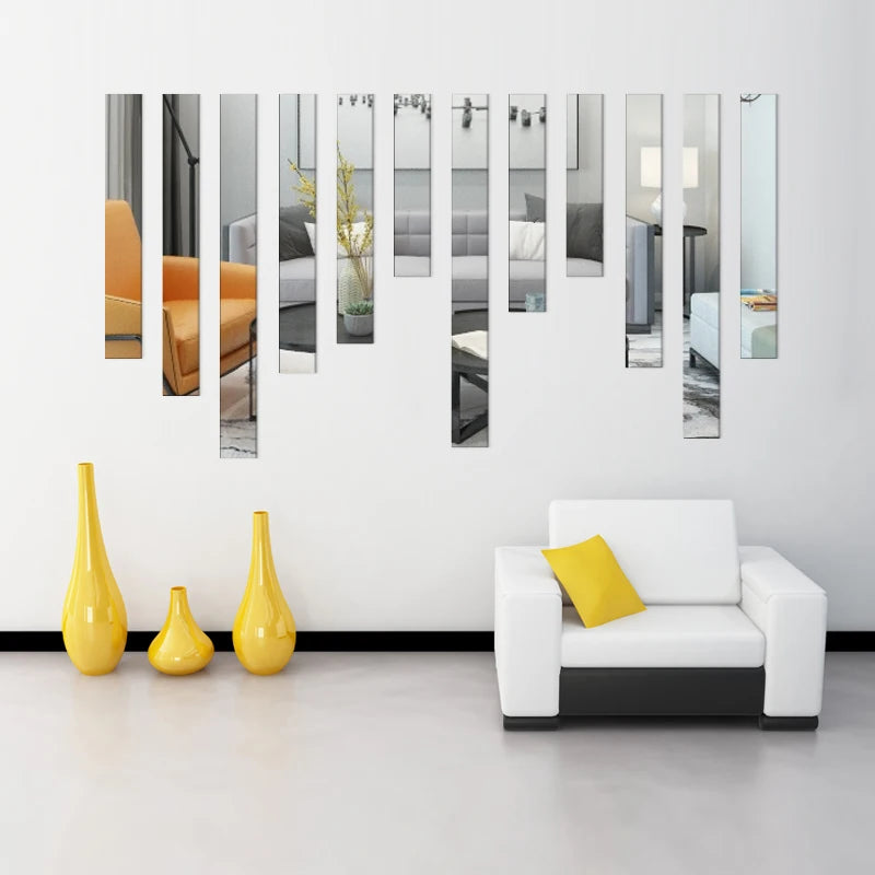20pcs Simple Lines Acrylic 3D Wall Stickers DIY Background Mirror Strips Ceiling Waist Line Living Dining Room Art Home Decor