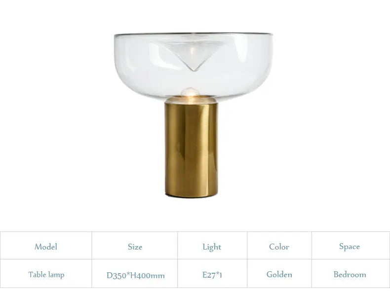 Aella table lamp luxury art clear glass lamp creative Bedroom office marble desk Lamp side table lights foyer Decorative lamp