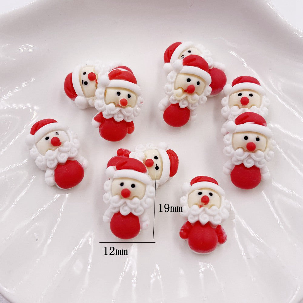 20PCS Kawaii Colorful Resin Elk Santa Glove Bell Flatback Cabochon Mini Cartoon Figurine Scrapbook DIY Christmas Decor Craft