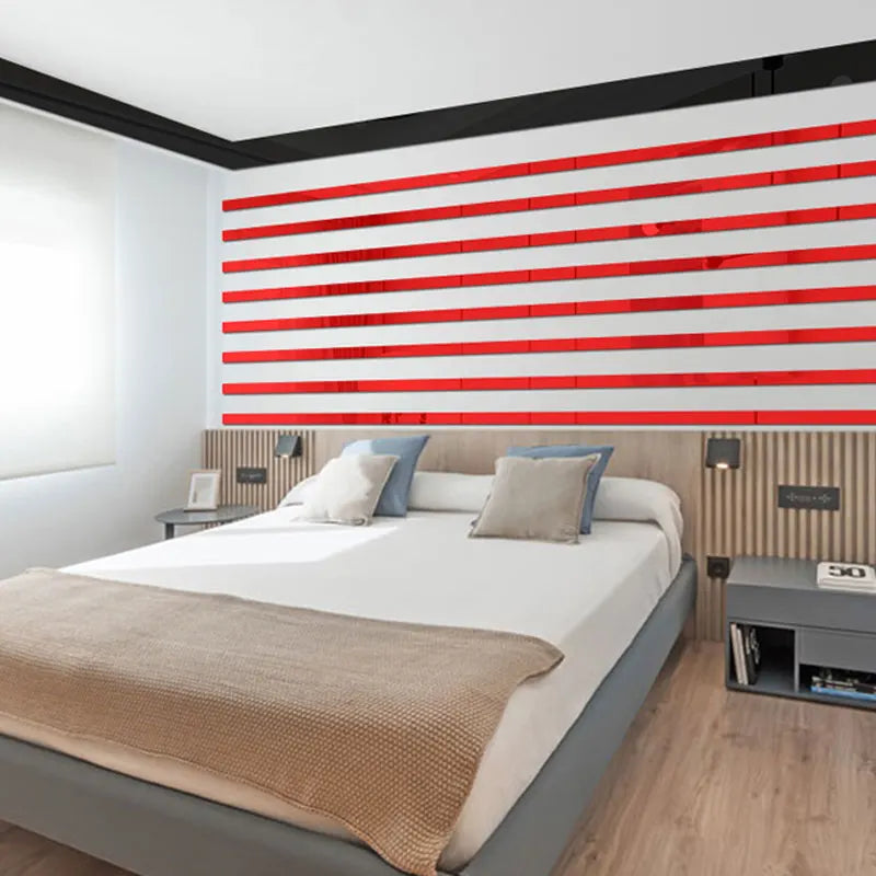 20pcs Simple Lines Acrylic 3D Wall Stickers DIY Background Mirror Strips Ceiling Waist Line Living Dining Room Art Home Decor
