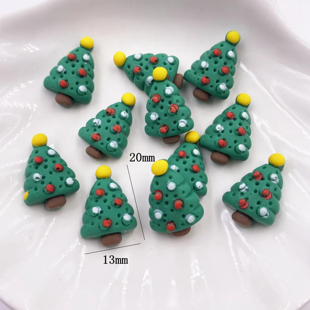 20PCS Kawaii Colorful Resin Elk Santa Glove Bell Flatback Cabochon Mini Cartoon Figurine Scrapbook DIY Christmas Decor Craft