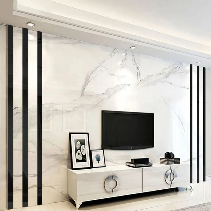 20pcs Simple Lines Acrylic 3D Wall Stickers DIY Background Mirror Strips Ceiling Waist Line Living Dining Room Art Home Decor