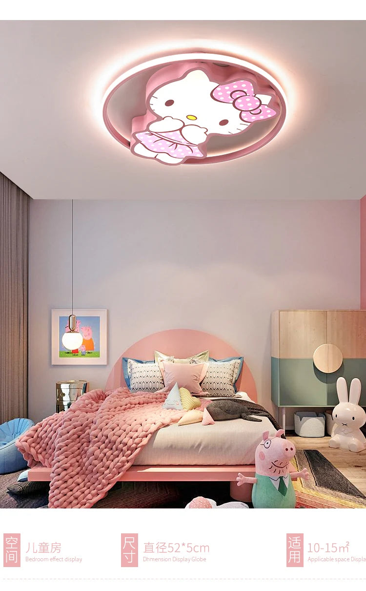 Kawaii Led Ceiling Lights For Kids Baby Room Decor Cute Kitty Ceiling Light Girl Room Lamp Pink Cartoon Cat Plafonnier Bedroom