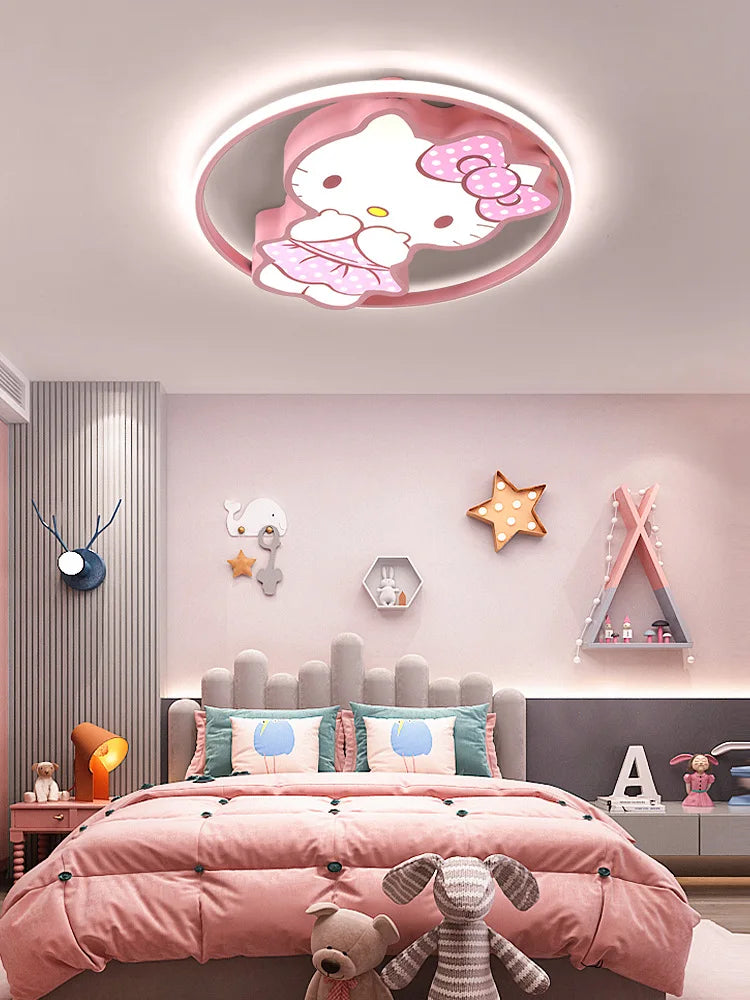 Kawaii Led Ceiling Lights For Kids Baby Room Decor Cute Kitty Ceiling Light Girl Room Lamp Pink Cartoon Cat Plafonnier Bedroom
