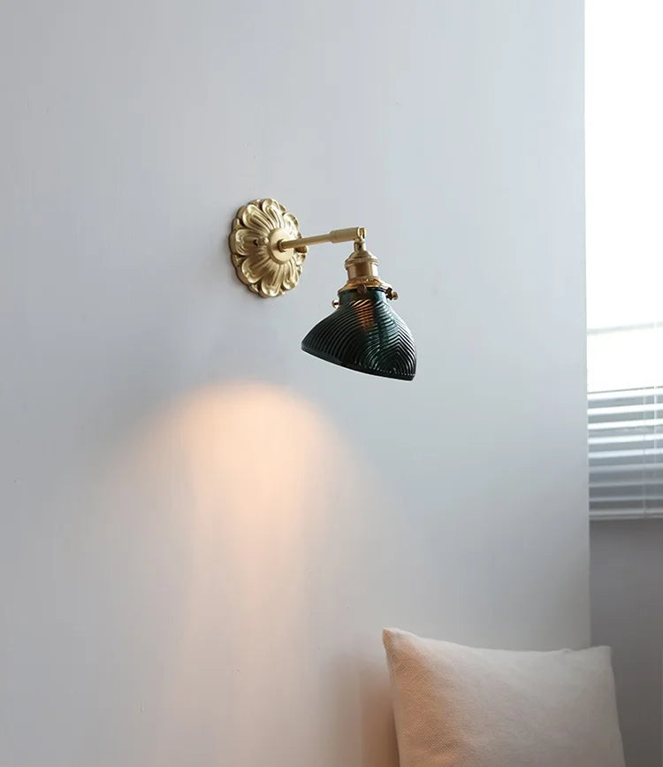 IWHD Smoke Gray Glass LED Wall Light Sconce Copper Arm Adjustable Bedroom Living Room Stair Beside Lamp Applique Murale Wandlamp