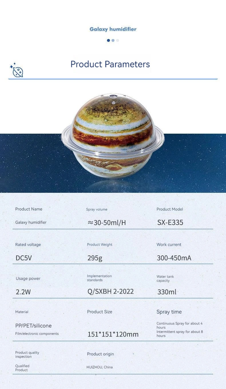 New Creative Planet Humidifier High Fog Volume Home Night Light Air Atomizer Jupiter Humidifier Delicate Small Gift
