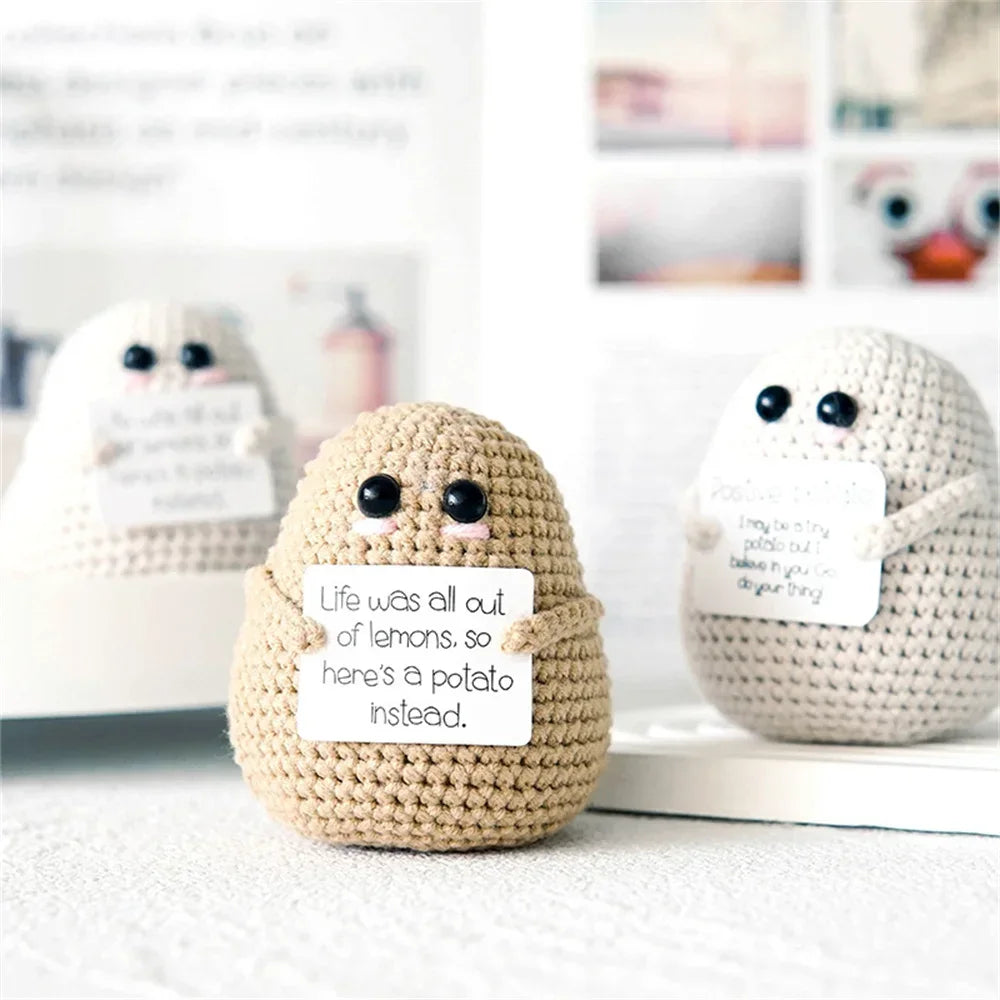 Handmade Positive Big Butt Potatoes Doll With Card Home Decoration Knitting Potato Doll Ornament Room Decor Christams Party Gift