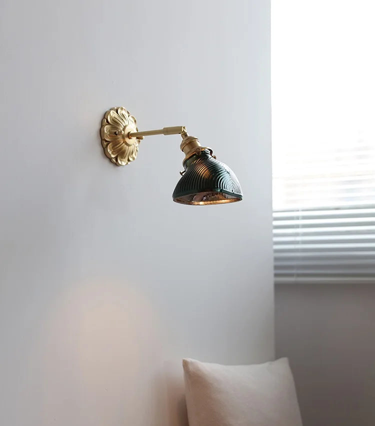 IWHD Smoke Gray Glass LED Wall Light Sconce Copper Arm Adjustable Bedroom Living Room Stair Beside Lamp Applique Murale Wandlamp