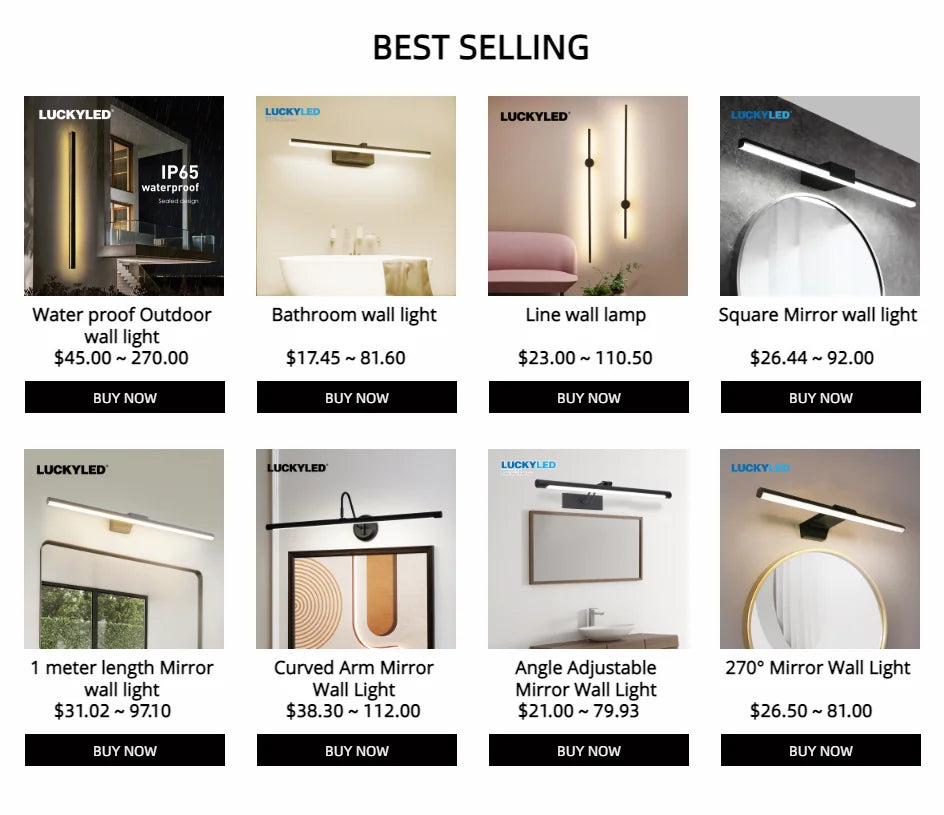 LUCKYLED Modern Led Wall Light AC85-290V Long Wall Lamp Sconce 100cm 120cm Interior Wall Light Bedside Bedroom Light Black White