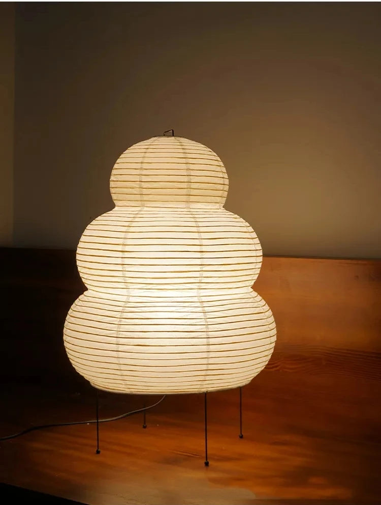 Japanese Wabi-sabi Tripod Floor Lamp Bedroom Bedside Living Dining Room Study Loft Decor Desk Light White Rice Paper Table Lamp