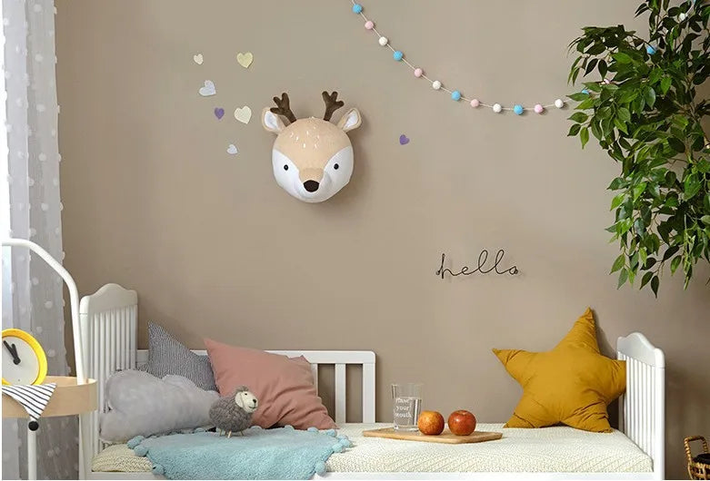 Wall Decoration Animal Head Soft Wall Hanging Ins Nordic Style Children's Room Creative Decoration Hanging Elephant