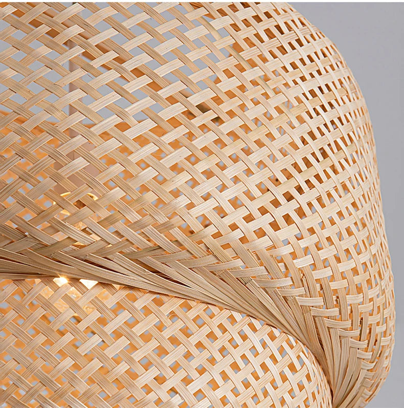 Bamboo Pendant Lamp E27 Hand Knitted Chinese Style Weaving Hanging Lamps Restaurant Chandeliers Home Decor AC85-260V