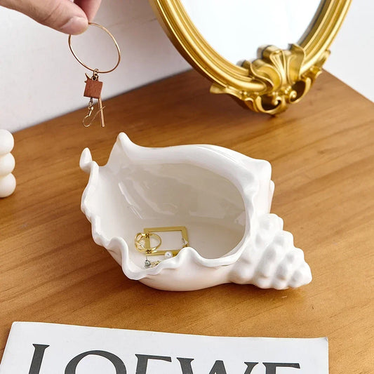 Ceramic Home Decor Crafts Sea Shells Storage Ornaments Nordic Interior Decor Desk Storage Accessories for Living Room Cute Gift