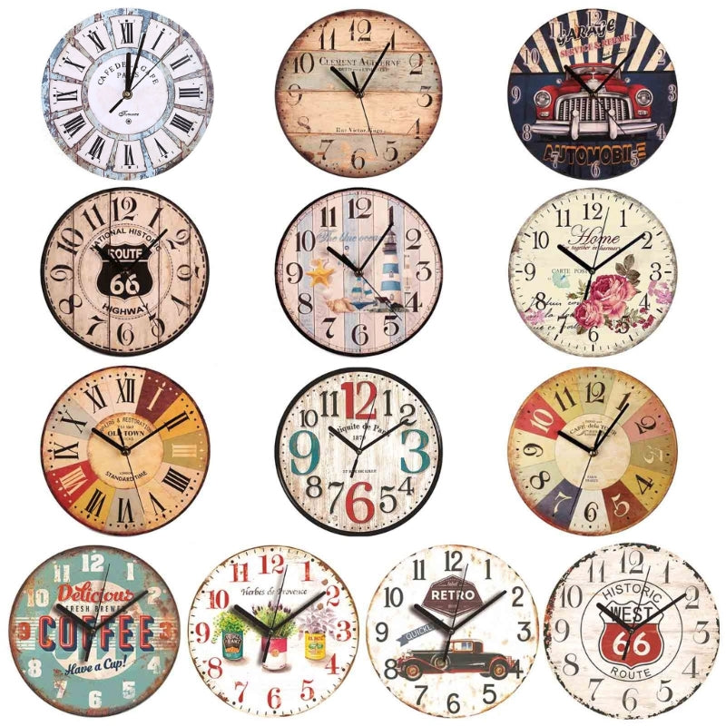 Wall Wooden Clocks for Coffee Houses, Brief Design, Silent Home, Cafe, Office, Wall Decor, Large Art, 23cm, 9in