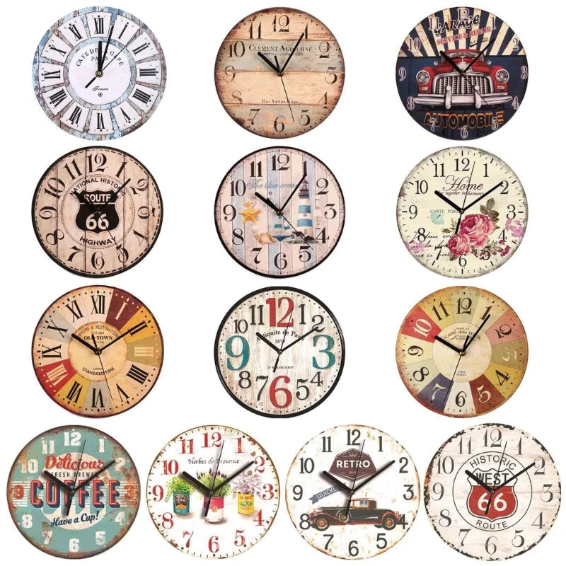 Wall Wooden Clocks for Coffee Houses, Brief Design, Silent Home, Cafe, Office, Wall Decor, Large Art, 23cm, 9in