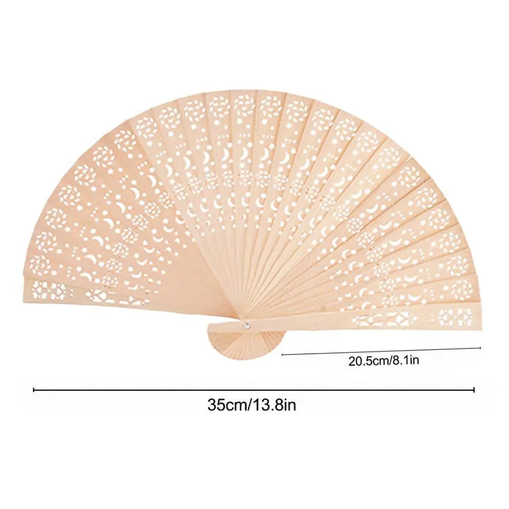 Full Flush Wooden Fan Sunflower Fan Hollow Folding Fan Wooden Sandalwood Fan Wedding Fan Home Decoration