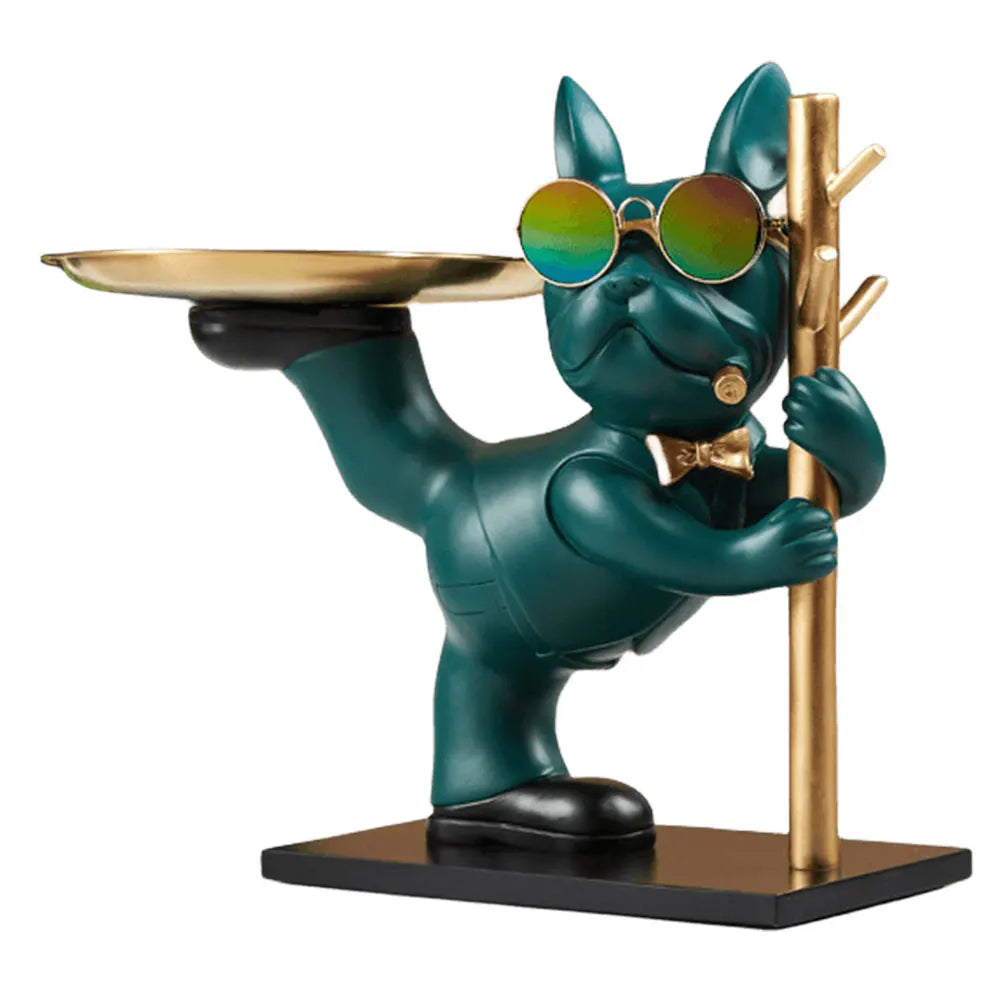 Bulldog Cool Sculpture Dog Ornament Butler Storage Box with Tray Nordic Table Decoration Resin Animal Sculpture Coin Piggy Bank