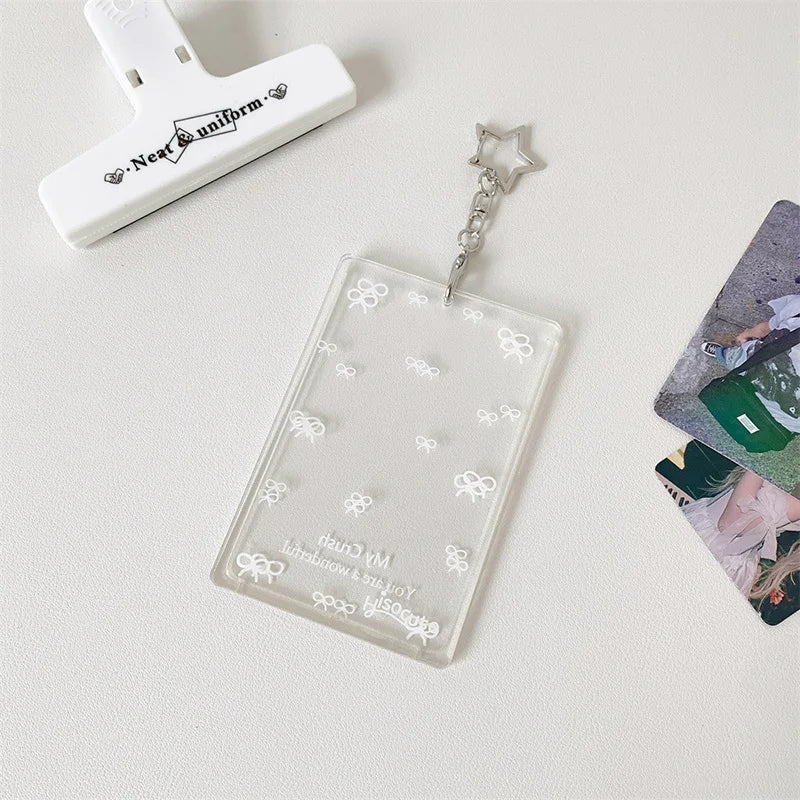 Acrylic Transparent PhotoCard Holder Kpop Idol Card Sleeve Case ID Bank Card Photo Display Stand Album Cover Pendant Keychain