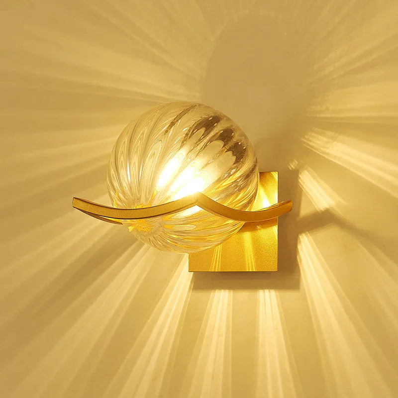 Modern Led wall Light Gold Glass Ball Wall Lamp living Room Bathroom Bedroom Bedside Entrance Porch Indoor Lighting DecorLamp