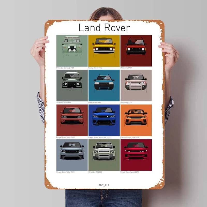 Land Rover Metal Sign Cars Poster Interior Retro Tinplate Sign Plaque for Garage Wall Art Decoration Gaming Room Decoration Man