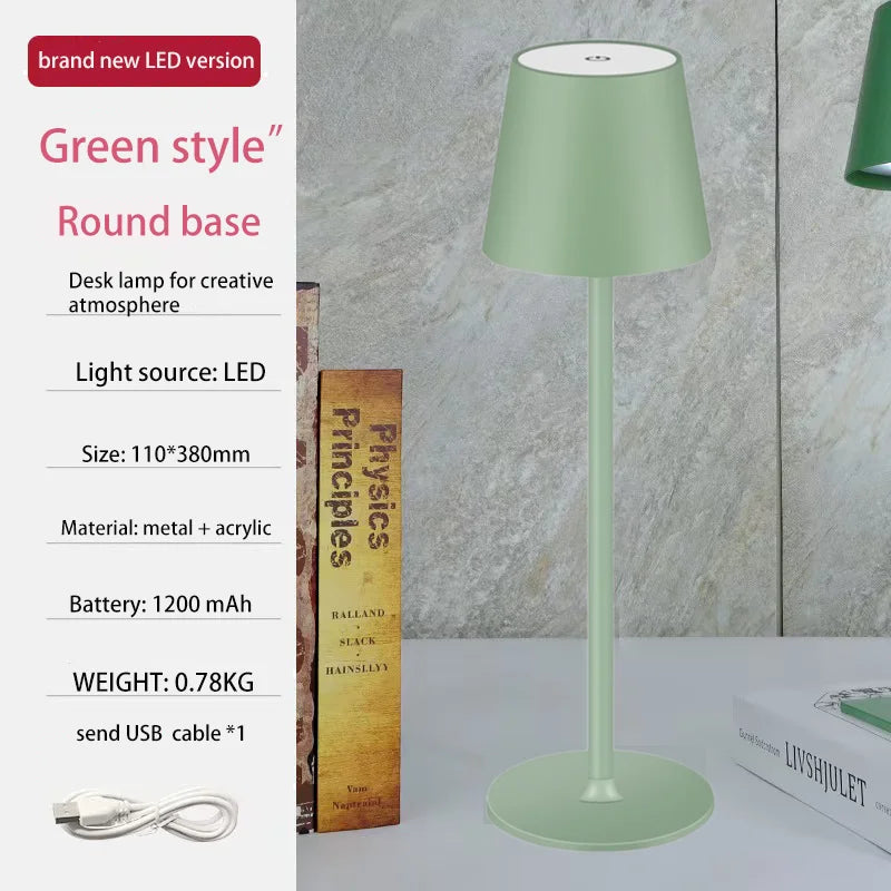 Rechargeable Table Lamp Touch Sensor LED Desktop Night Light Wireless Reading Lamp For Hotel Bar Restaurant Bedroom Decor Light
